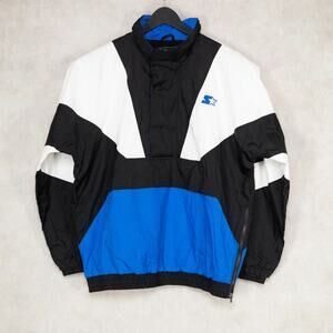 Starter Half-Zip Pullover Windbreaker Jacket Blue/White/Black Size L
